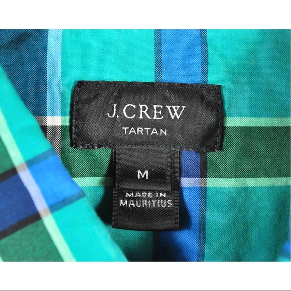J Crew Blue Teal Tartan Plaid Button Front Shirt - Picture 5 of 5